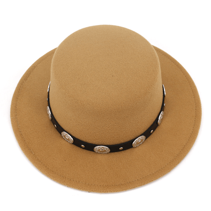 Simple Casual Warm Woolen All-Match British Fashion Metal Buckle Jazz Hat - MRSLM