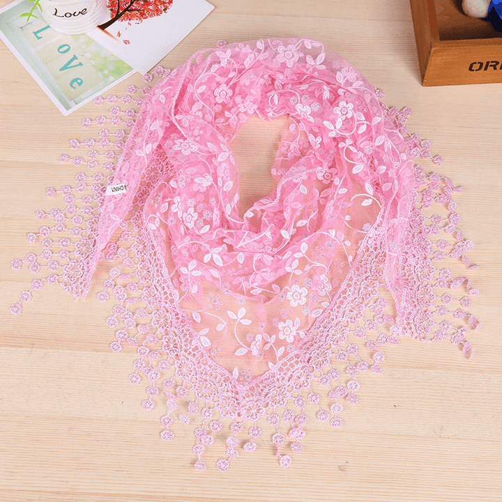 Women'S New Creative Lace Fringed Silk Scarf - MRSLM