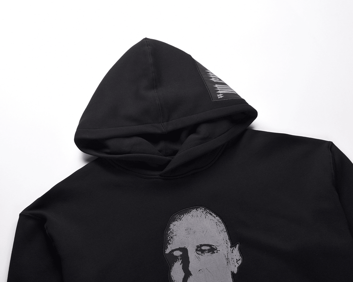 Portrait Print Loose Hooded Sweatshirt - MRSLM