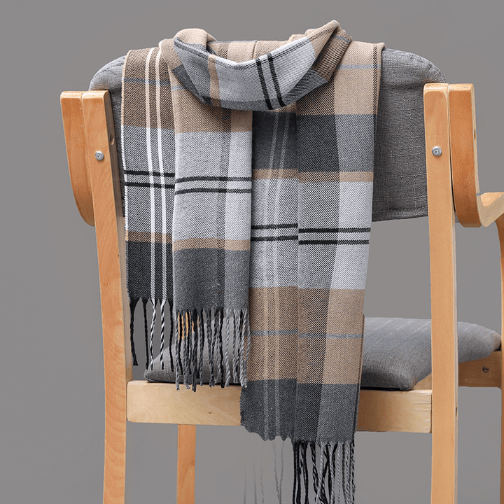 British Plaid Imitation Cashmere Tassels Couple Parent-Child Men'S Scarf - MRSLM