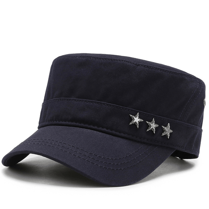 Cotton Flat Top Military Cap Five-Star Peaked Cap - MRSLM