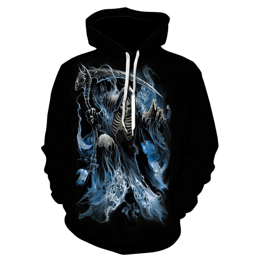 Digital Printed Knight Skull Hooded Casual Fashion Sweater - MRSLM