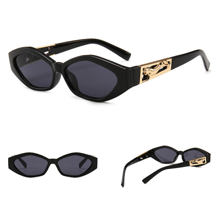 Unisex Angular Cat Eye Sunglasses Legs Jumping Cheetah Gold Decorative Sunglasses - MRSLM
