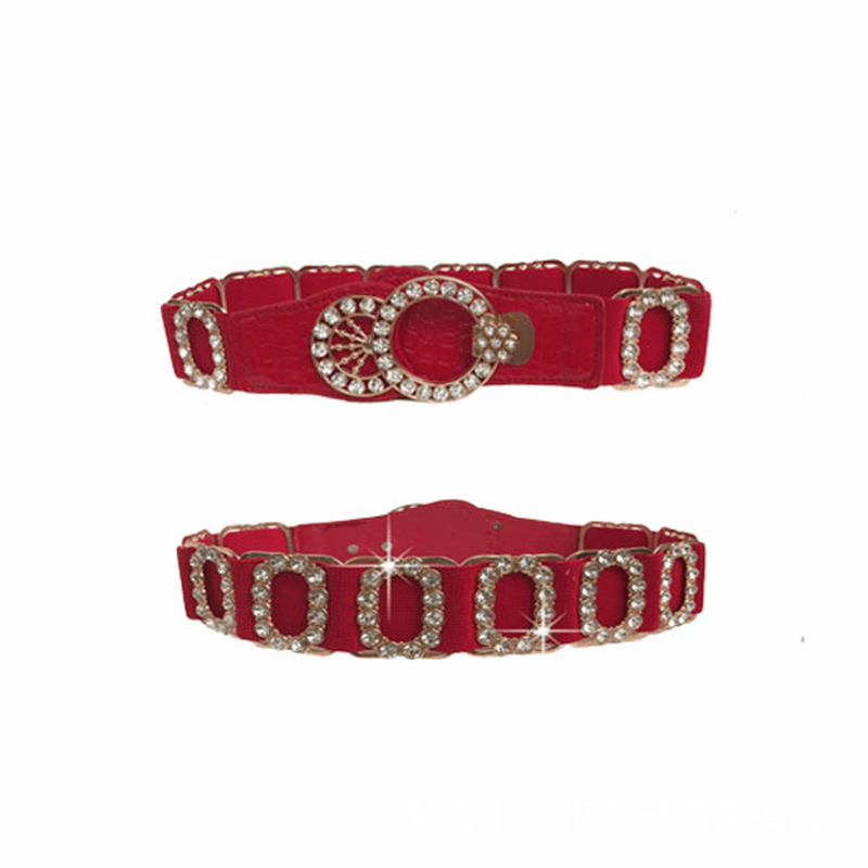 Ladies Elastic Belt Accessories Decorative Rhinestone Belt - MRSLM