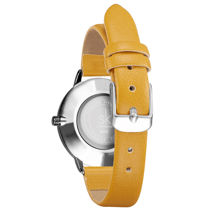 SHENGKE SK K0116 Fashion Simple Dial Conspicuous Leather Strap Women Quartz Watch - MRSLM