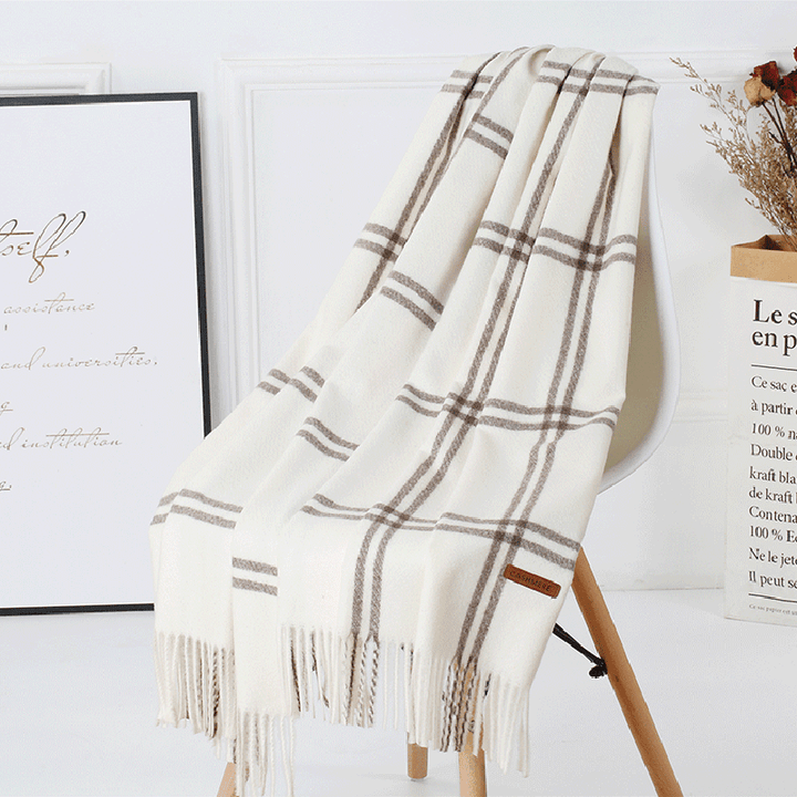 Wool Plaid Women Autumn and Winter Warm Scarf - MRSLM