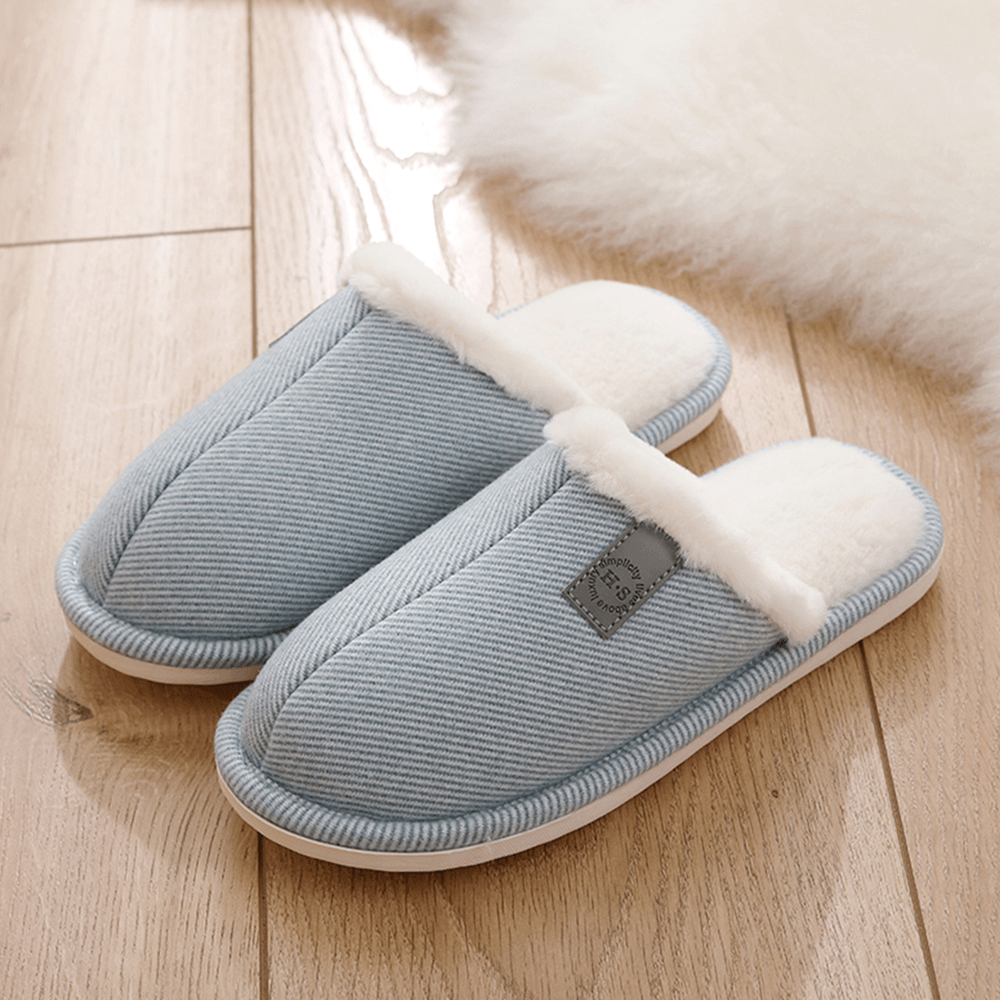 Women Casual Solid Color Closed Toe Flat Comfortable Warm Home Shoes - MRSLM