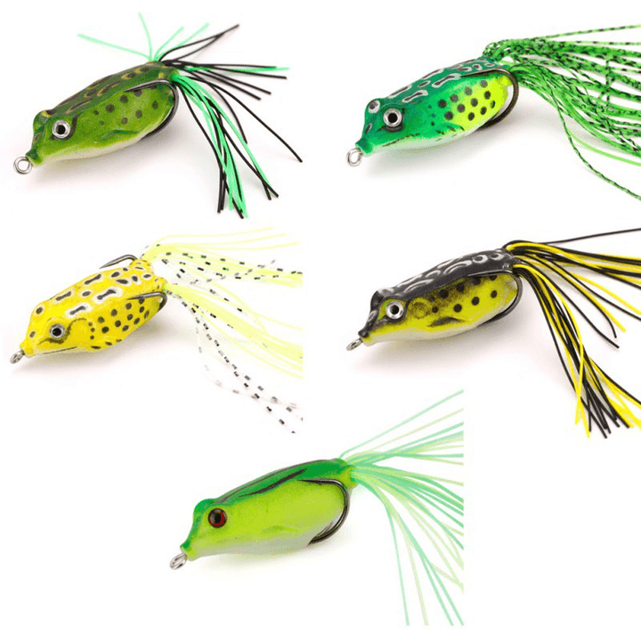 ZANLURE 5/15 Pcs Frog Fishing Lure Soft Artificial 3D Eyes Silicone Fishing Tackle Baits with Storage Box - MRSLM