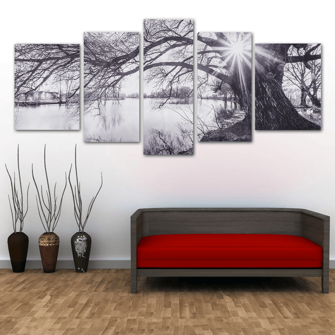 Modern Abstract Decorative Black and White Sun Paintings Pictures Canvas Wall Art Prints Unframed - MRSLM