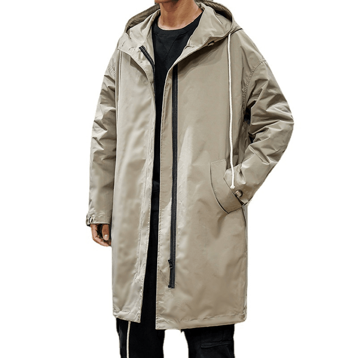 Men'S Trench Coat Large Size Pure Color Slim Korean Jacket - MRSLM