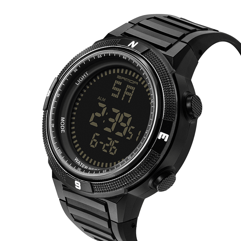 SANDA 360 Digital Watch Men Fashion Silicone Strap Calendar Luminous Display Outdoor Sport Watch - MRSLM