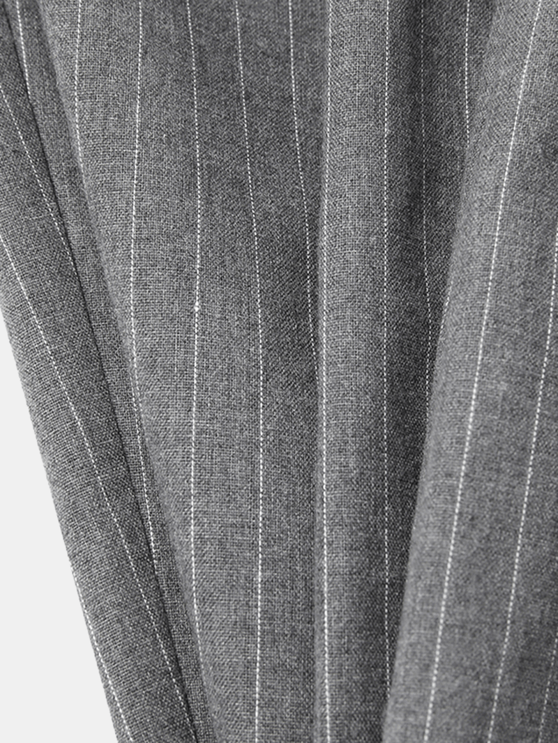 Men Cotton Design Striped Belted Pockets Casual Pants - MRSLM