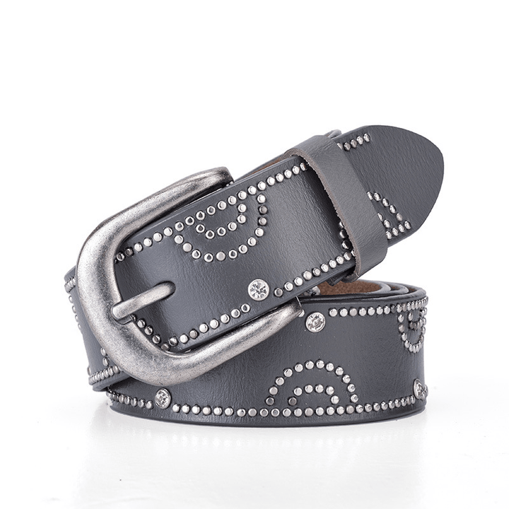 Girly Pants Belt with Rhinestone Inlaid Alloy Pin Buckle - MRSLM