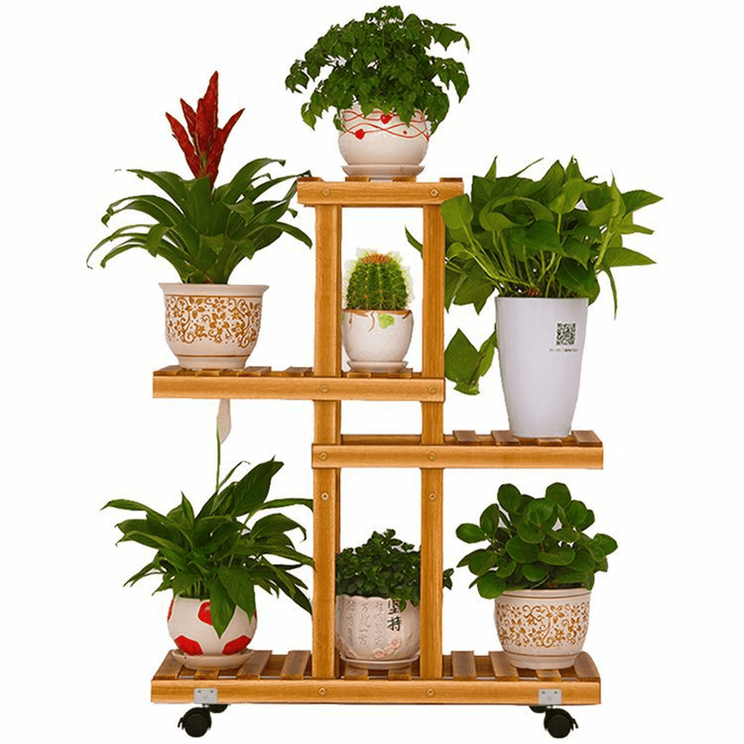 4 Tier Wooden Plant Stand Indoor Outdoor Garden Planter Flower Pot Stand Shelf Rack Solid Wood - MRSLM