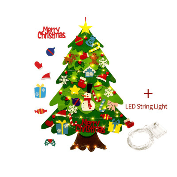 2020 Christmas Decor DIY Felt Christmas Tree for Home New Year Gifts Christmas Ornaments Santa Claus LED Xmas Tree - MRSLM