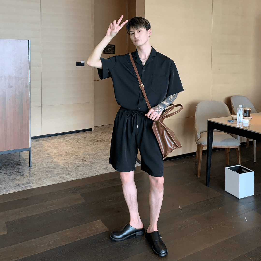 High-Quality Solid Color Shirt Men'S Drape Casual Lazy Style Suit Tide - MRSLM