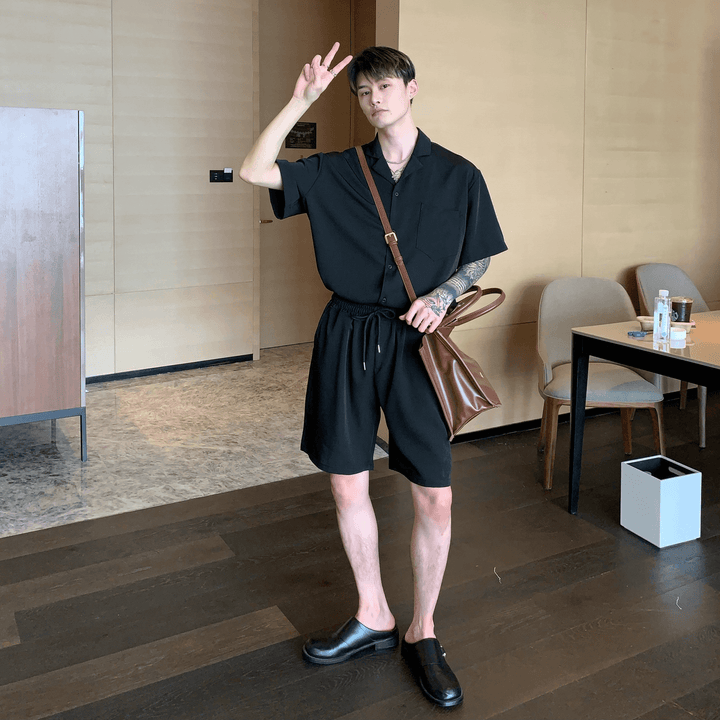 High-Quality Solid Color Shirt Men'S Drape Casual Lazy Style Suit Tide - MRSLM