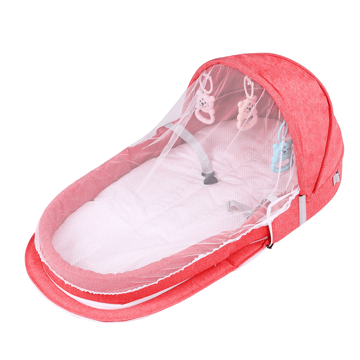 2-In-1 Folding Baby Sleeping Bed Lounger Travel Infant Bed with Mosquito Net - MRSLM