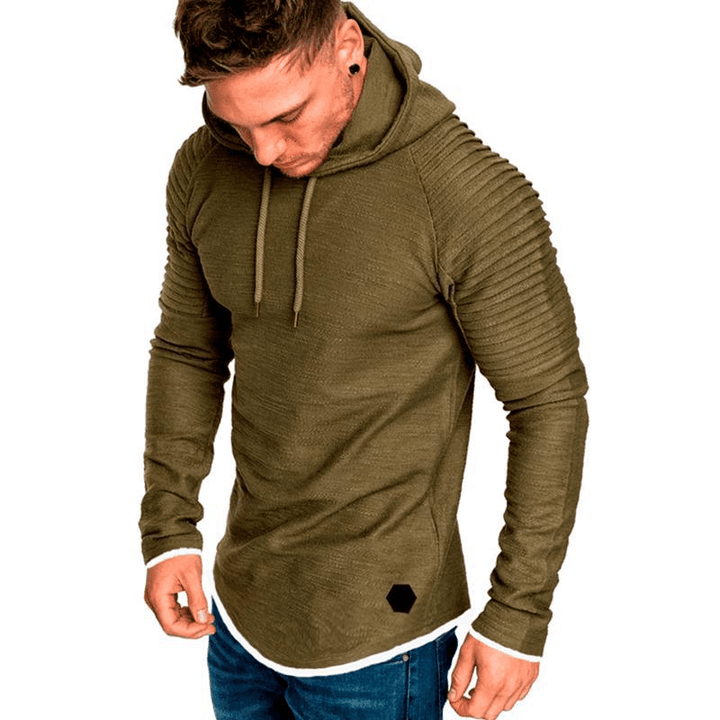 Men'Srround Neck Slim Hooded Long Sleeves - MRSLM