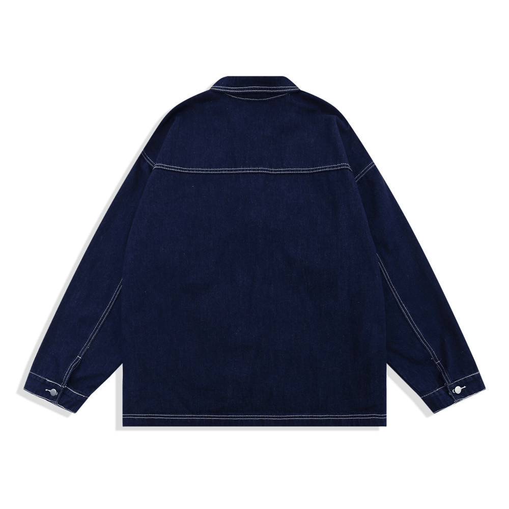 Pure Color Top Line Design Men'S High Street Fashion Brand Loose Lapel Shirt Jacket - MRSLM