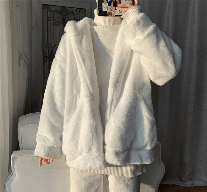 Fashion Simple Pure Color Lamb Cashmere Cotton Coat - MRSLM