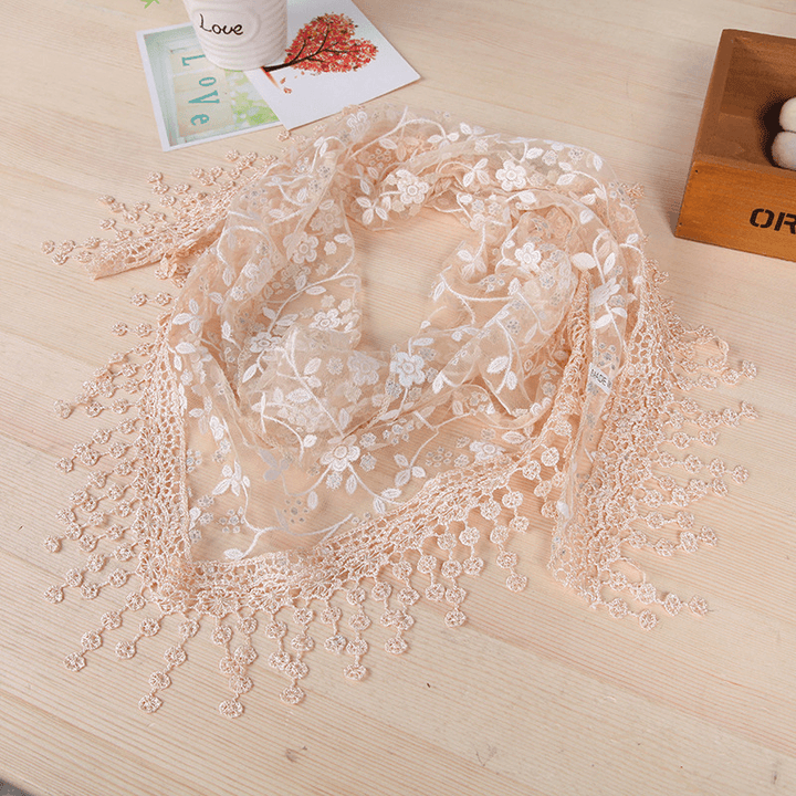 Women'S New Creative Lace Fringed Silk Scarf - MRSLM