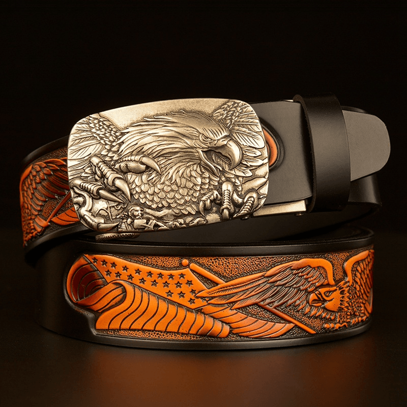 Fashion Temperament Eagle Head Automatic Buckle Men'S Belt - MRSLM