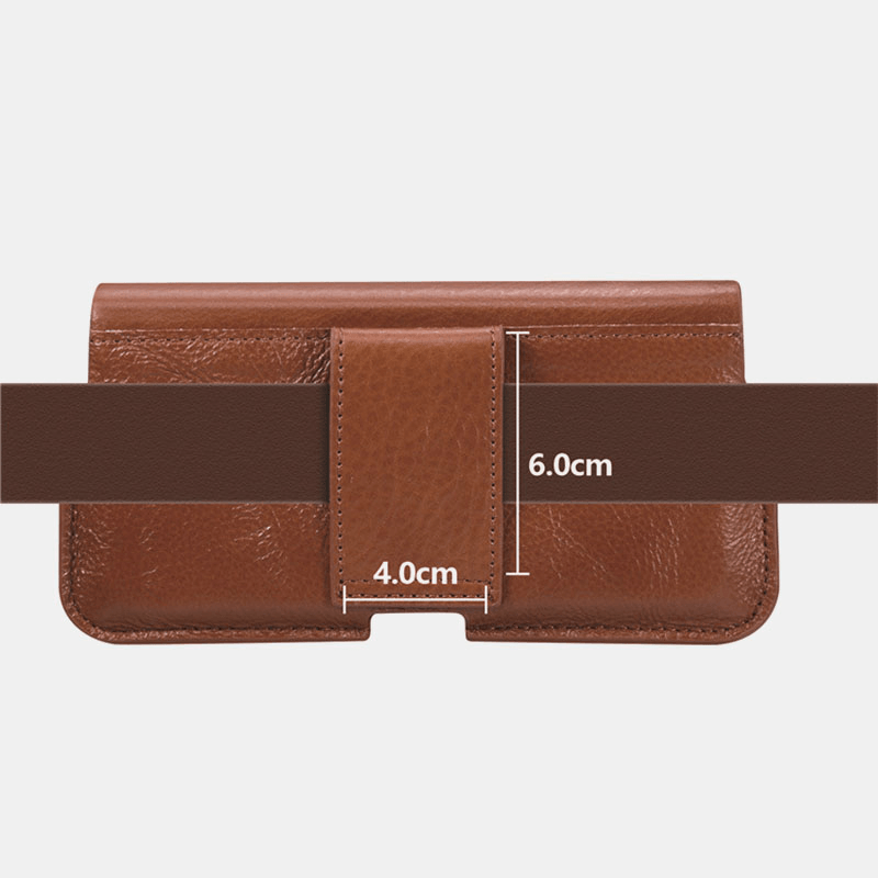 Men Multi-Size Design Waist Bag Genuine Leather Large Capacity Belt Bag Phone Bag - MRSLM