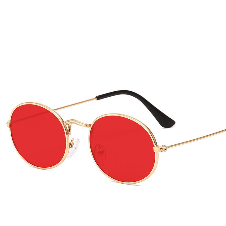 New Trend Retro round Frame Sunglasses Fashion Men and Women Sunglasses Metal Water Drop Oval Sunglasses - MRSLM