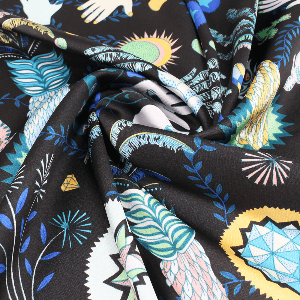 Small Square Scarf Palm Jungle Silk - MRSLM