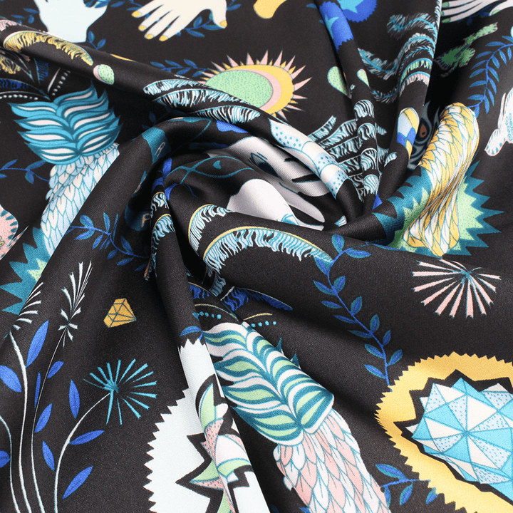 Small Square Scarf Palm Jungle Silk - MRSLM