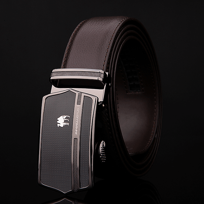 125CM Men Business Cowhide Genuine Leather Luxury Belts Durable Automatic Buckle Trousers Belt - MRSLM