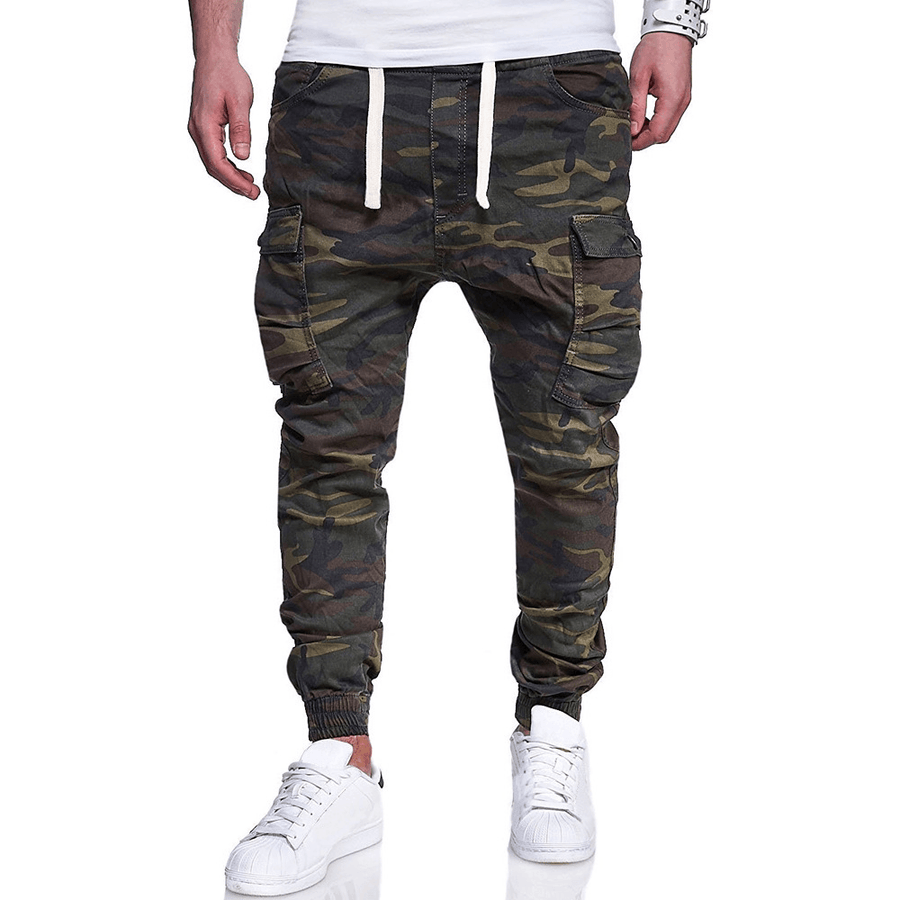 Men'S Fashion Camouflage Printed Tether Belt Casual Pants - MRSLM