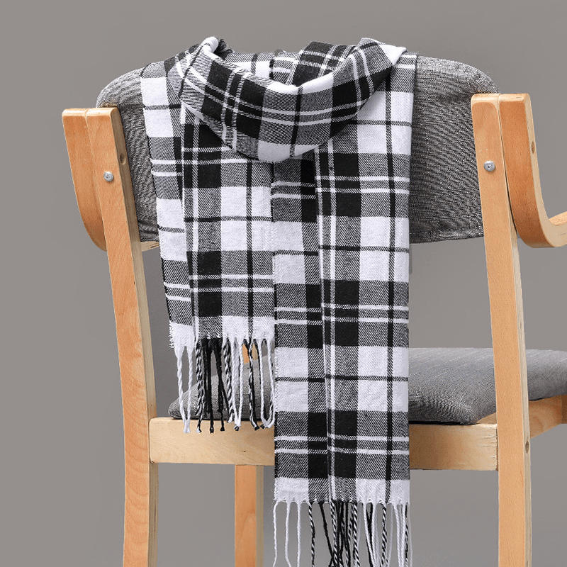 British Plaid Imitation Cashmere Tassels Couple Parent-Child Men'S Scarf - MRSLM