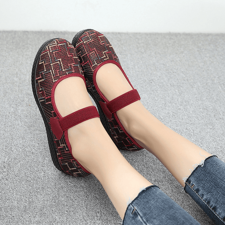 Women Old Peking Cloth Elastic Slip on Resistant Loafers - MRSLM