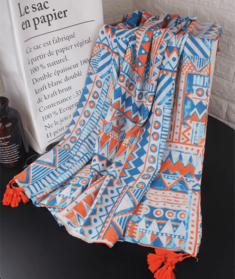 Turkey Desert Vacation Fringed Ethnic Style Cotton and Linen Scarf Ladies Travel - MRSLM