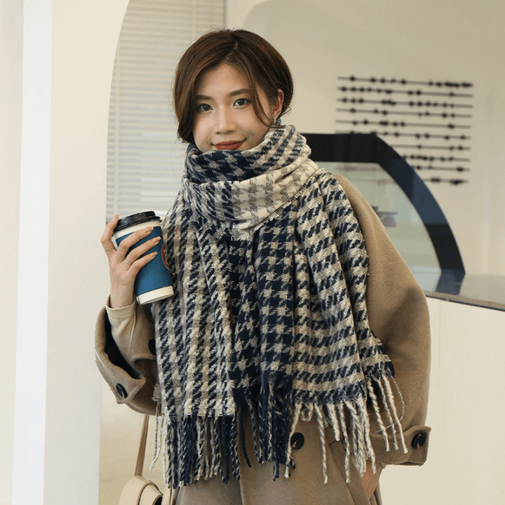 Fashion Color Matching Cashmere Padded Warm Scarf - MRSLM