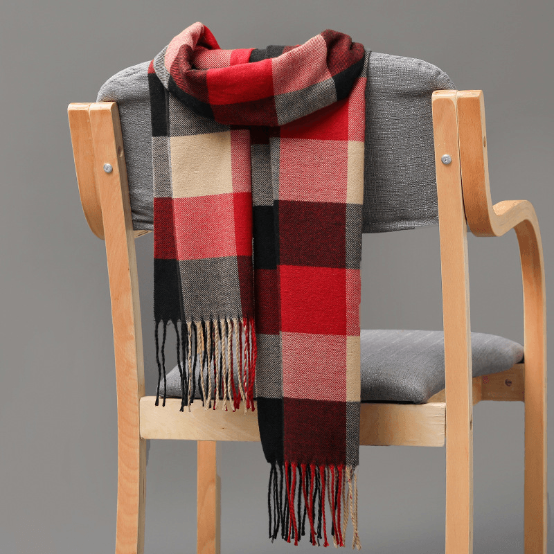 British Plaid Imitation Cashmere Tassels Couple Parent-Child Men'S Scarf - MRSLM