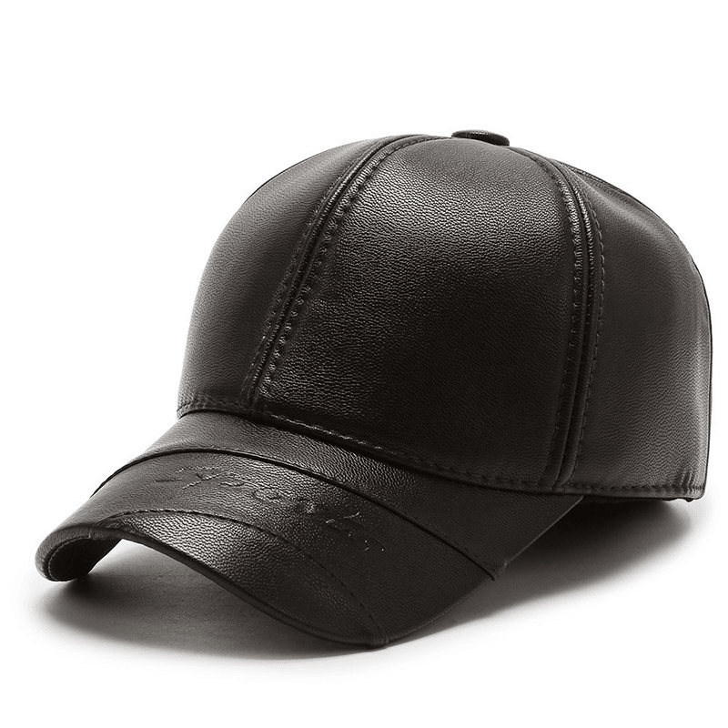 Men'S Middle-Aged and Elderly Winter Cold-Proof PU Leather Hat - MRSLM