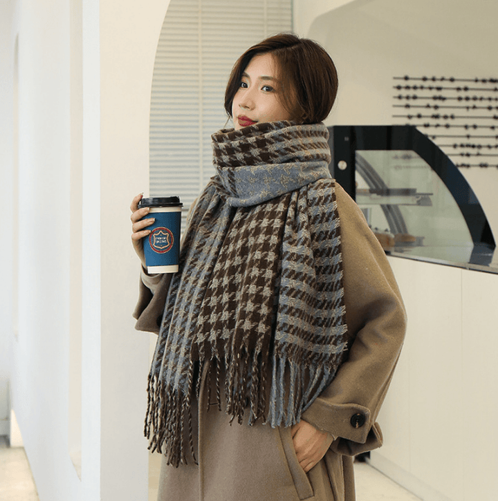 Fashion Color Matching Cashmere Padded Warm Scarf - MRSLM