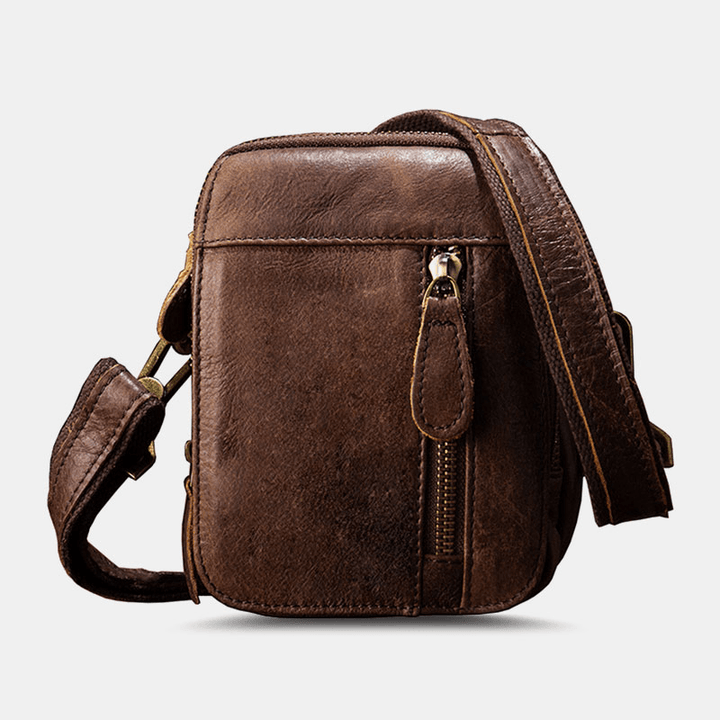 Ekphero Men Multi-Pocket Large Capacity Belt Bag Crossbody Shoulder Bags Retro Casual 6.5 Inch Phone Bag - MRSLM