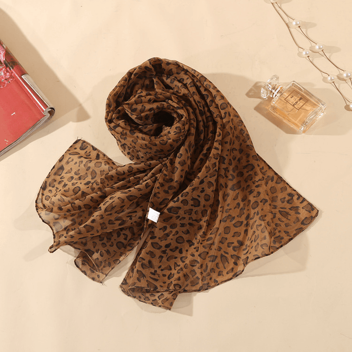 Leopard Chiffon Scarf Ladies Thin Shawl - MRSLM