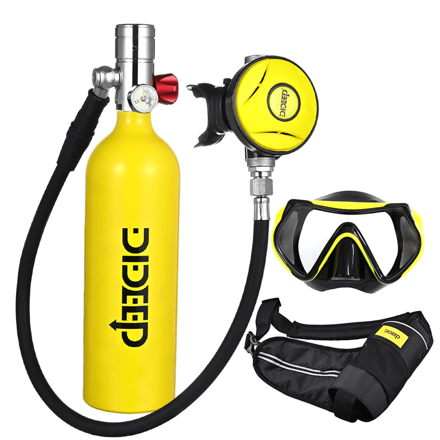 DIDEEP 1L Scuba Diving Cylinder Oxygen Tank Set Dive Respirator Air Tank for Snorkeling Breath Diving Equipment - MRSLM