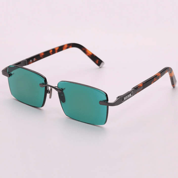 Lucky Dark Green Frameless Trimmed Sunglasses - MRSLM