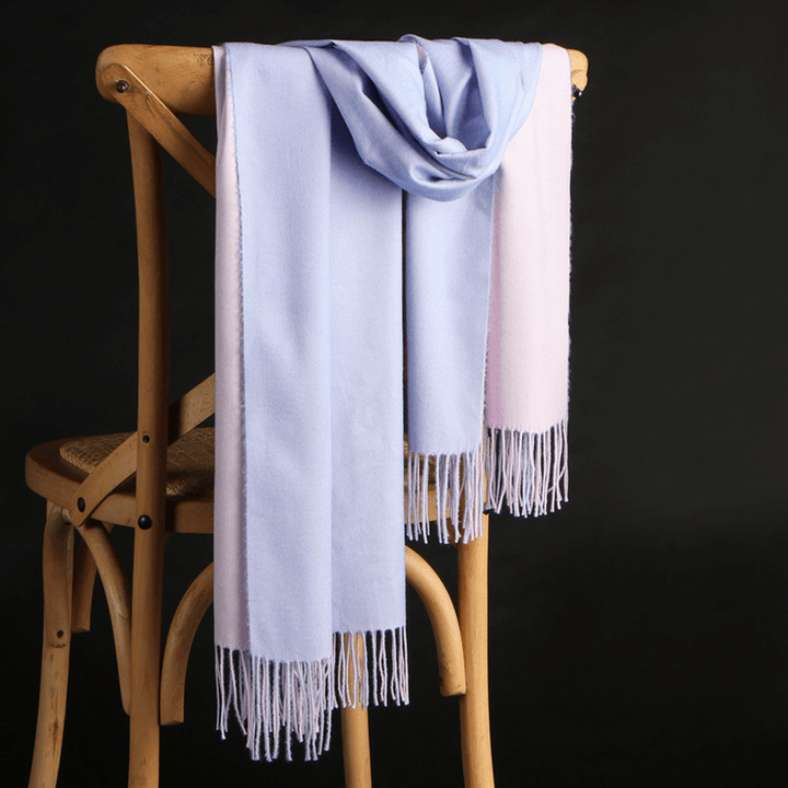 Double-Sided Cashmere Scarf Women Winter Korean Style Wild Tassel Shawl - MRSLM