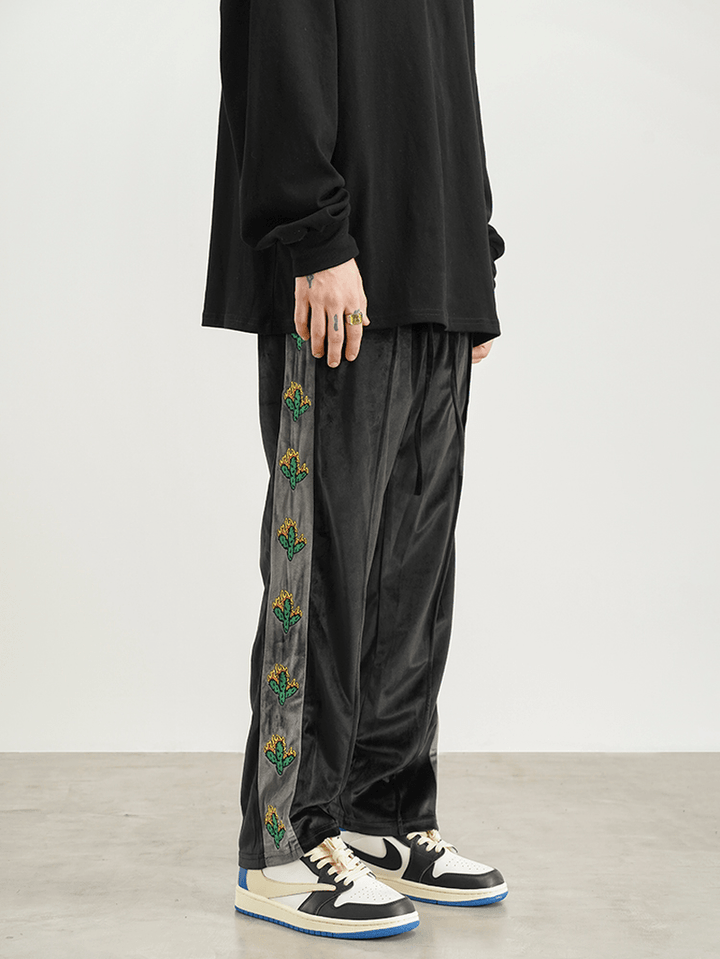 Vintage Cactus Embroidery Straight-Leg Sweatpants - MRSLM