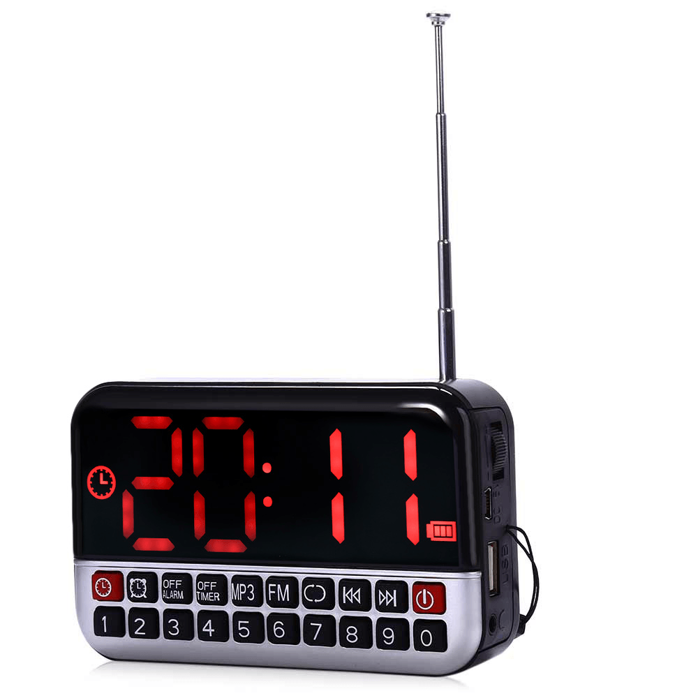 VST ST-2 LED Alarm Clock Radio Digital Clock Multifunctional Timer LCD Display MP3 Player Speaker - MRSLM