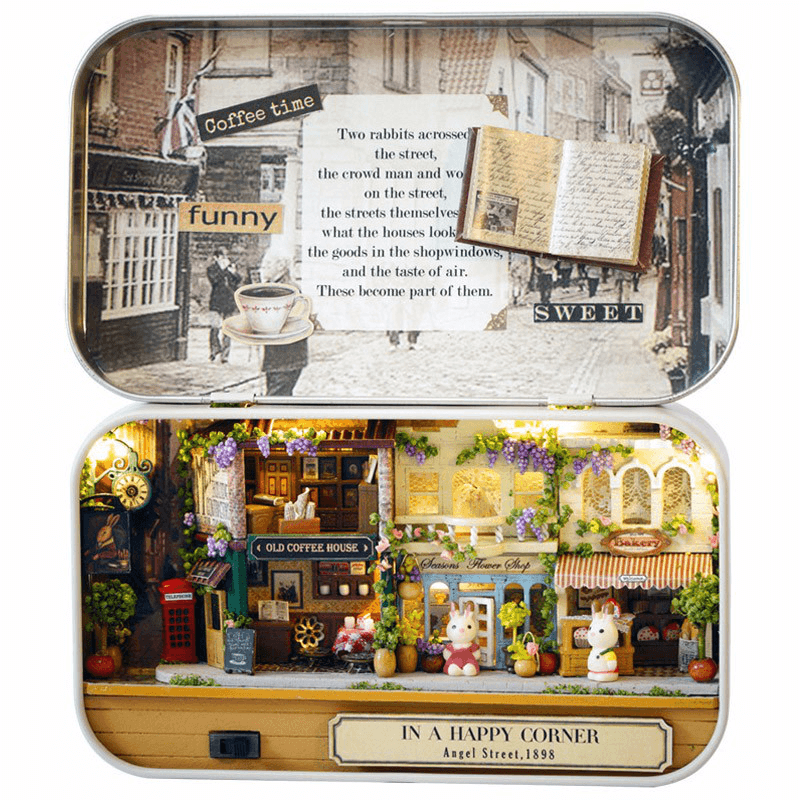 Cuteroom Old Times Trilogy DIY Box Theatre Dollhouse Miniature Tin Box Doll House with LED Light Extra Gift - MRSLM