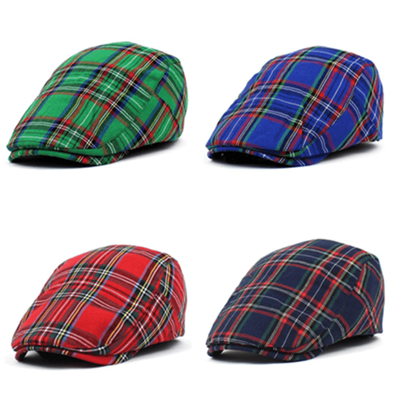 Women'S Art Contrast Plaid Painter Hat - MRSLM