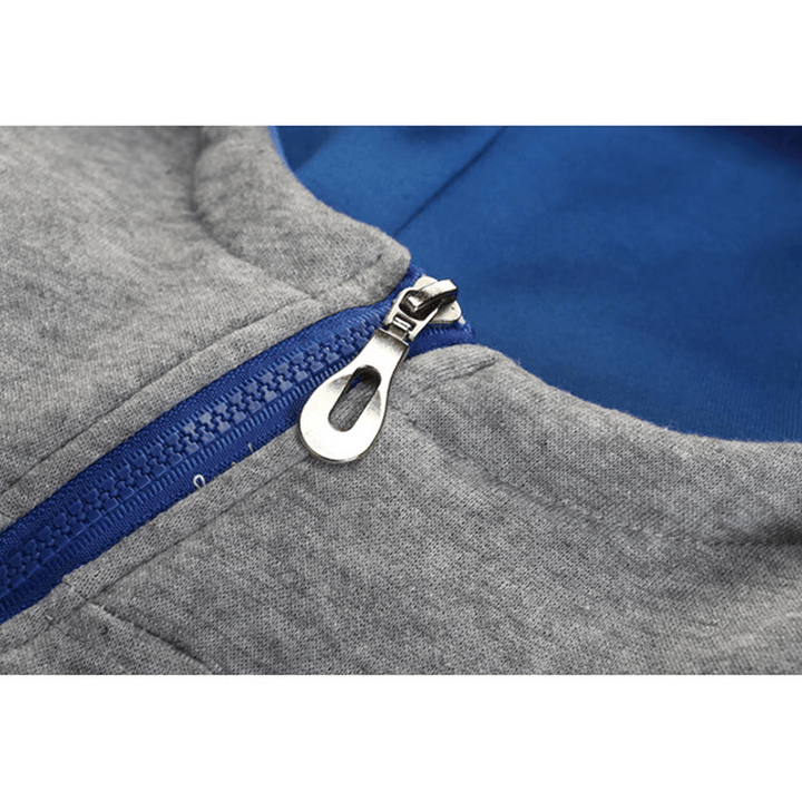 Men'S Casual Solid Color Sport Hoodies Fashion Side Zipper Thick Long Sleeve Hooded Sweatshirt - MRSLM